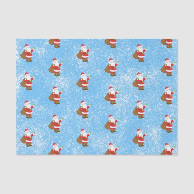 Papier Mousseline Jolly Ole Saint Nick Blue Éponge Peinture Neige (Recto)