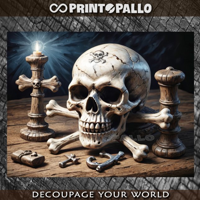 Papier Mousseline Jolly roger crâne et os sur le bureau de pirate (Créateur téléchargé)
