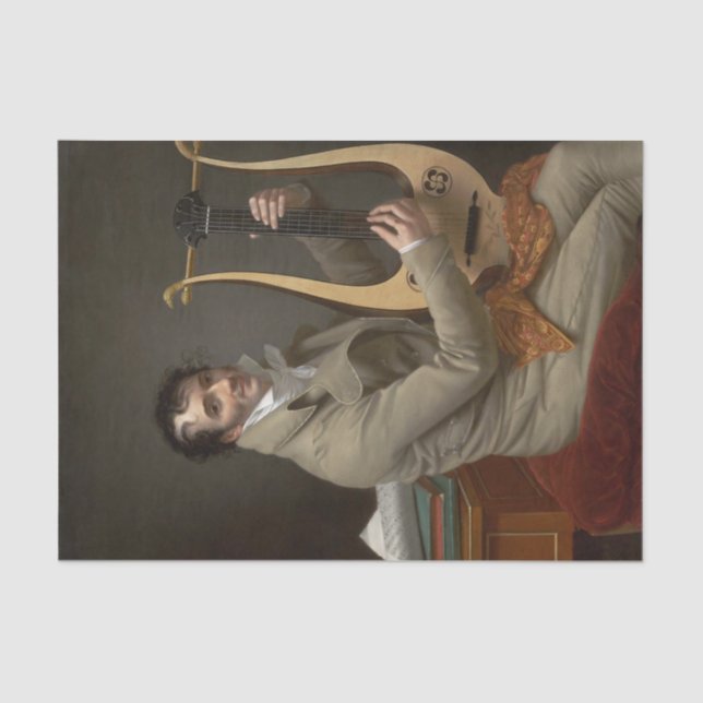Papier Mousseline Joseph-Dominque Fabry Jouer une guitare Lyre (Recto)