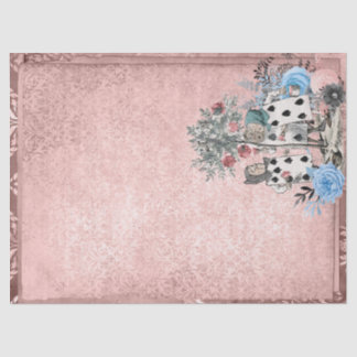 Papier Mousseline Jouer aux cartes d'Alice dans Wonderland Pink Craf