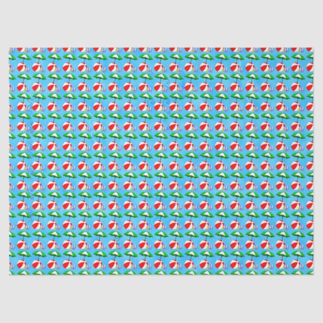 Papier Mousseline Jouets de la piscine de Beach Ball Motif Tissu Pap (Recto)