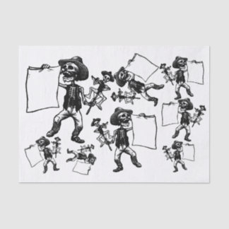 Papier Mousseline Jour de la mort Skeleton Etching Decoupage Collage