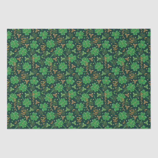 Papier Mousseline Jour de la Saint Patrick Gold Trefoil Ruban Lucky  (Recto)