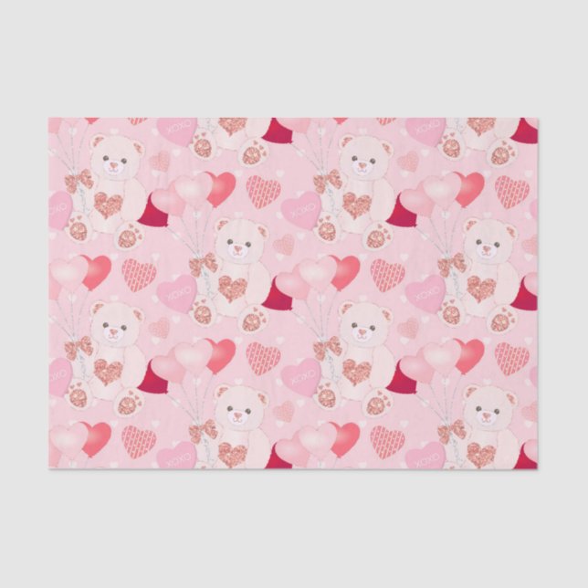 Papier Mousseline Jour des Valentines du Coeur de Ballons de Coeur R (Recto)