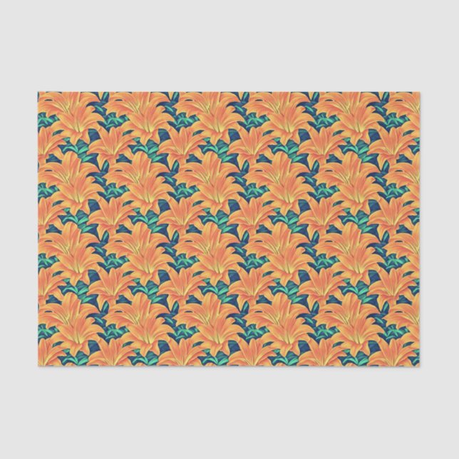 Papier Mousseline Jour d'Orange avec des Feuilles verts (Recto)