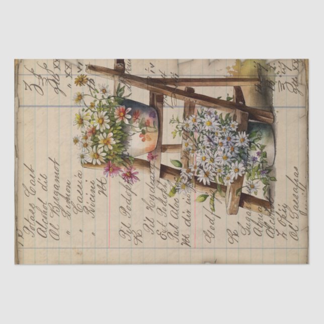 Papier Mousseline Journal Floral vintage (Recto)
