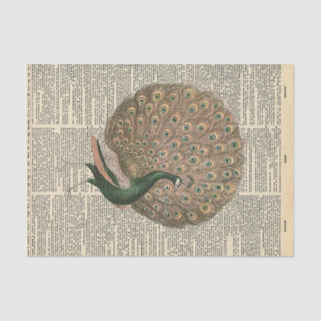 Papier Mousseline Journal vintage avec découpage de faisan (Recto)