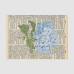 Papier Mousseline Journal vintage avec découpage de fleurs bleues