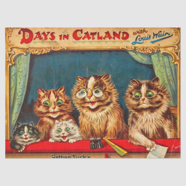 Papier Mousseline Jours en Catalogne avec Louis Wain par Louis Wain (Recto)