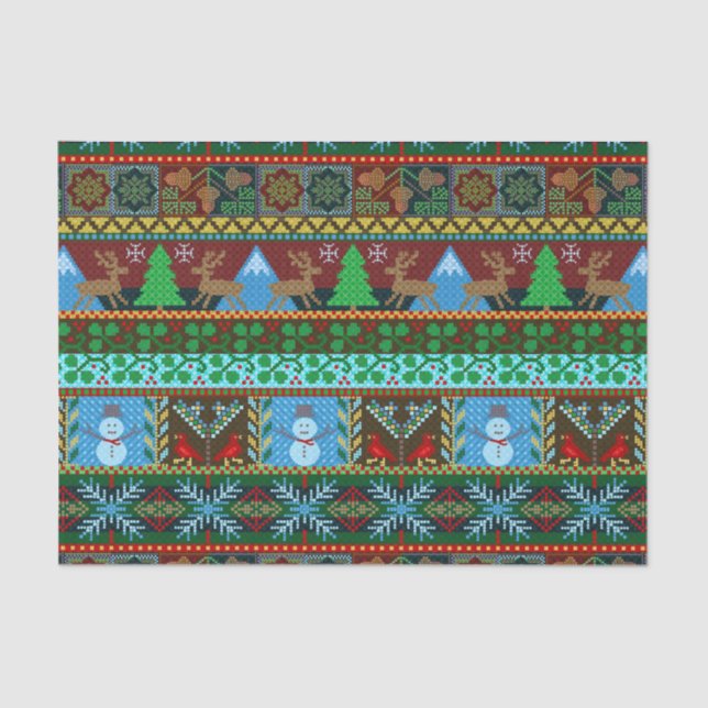 Papier Mousseline Jours fériés de Noël Reindee Motif de Sweater (Recto)