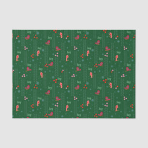 Papier Mousseline Joy birds Noël vert