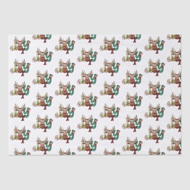 Papier Mousseline Joy Reindeer Fun Christmas Holiday (Recto)