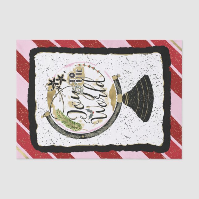 Papier Mousseline Joy to the World Global Holiday Pink & Red Party (Recto)