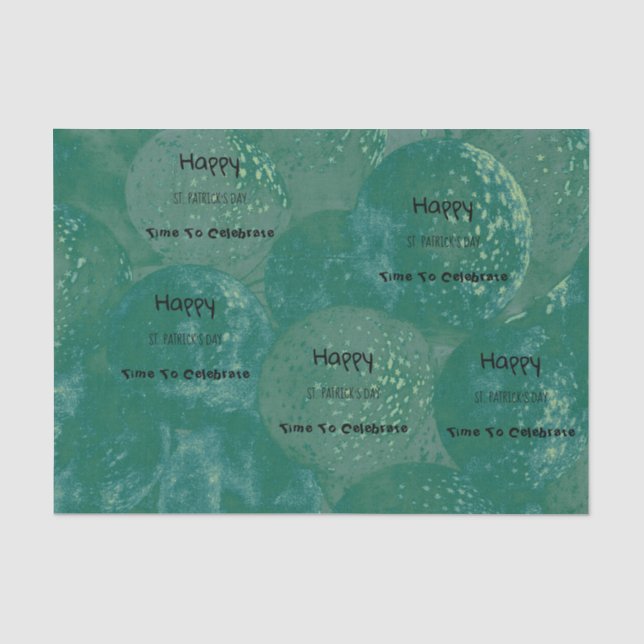 Papier Mousseline Joyeuse Saint-Patrick Ballons Verts Vintage (Recto)