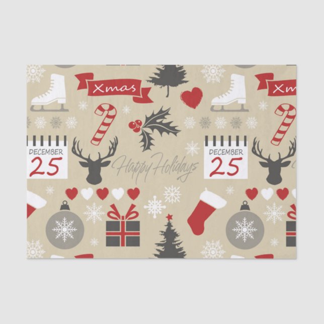 Papier Mousseline Joyeuses fêtes (Recto)