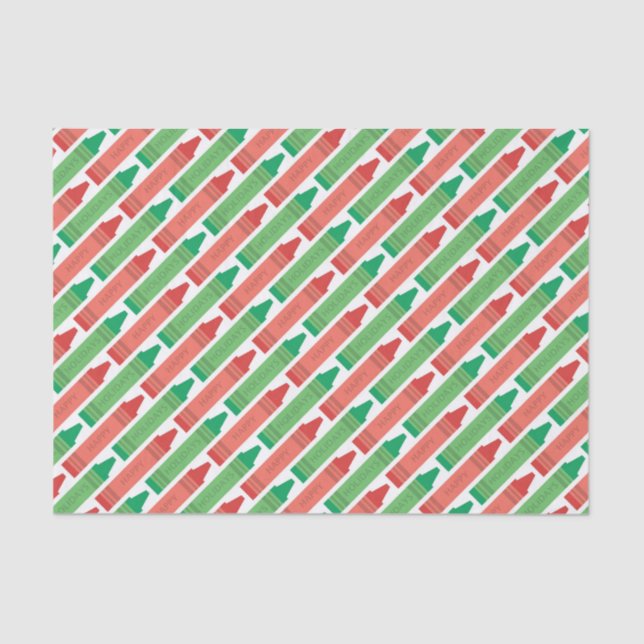 Papier Mousseline Joyeuses fêtes Crayons rouges et verts (Recto)