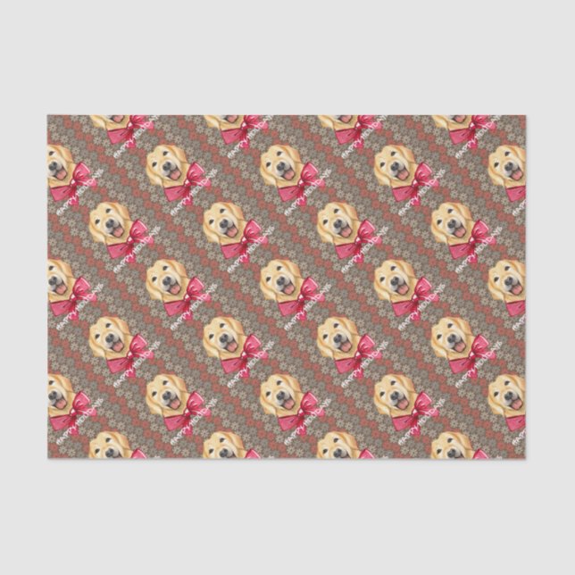 Papier Mousseline Joyeuses fêtes de chien (Recto)