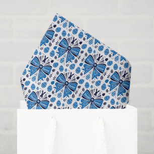Papier Mousseline Joyeuses Pâques Arc Bleu Art Populaire Lapin & Œuf