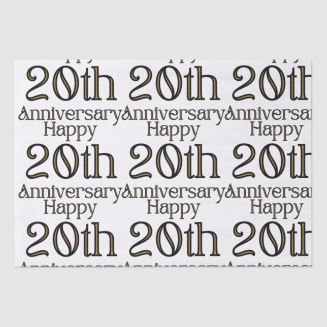 Papier Mousseline Joyeux 20e anniversaire (Recto)