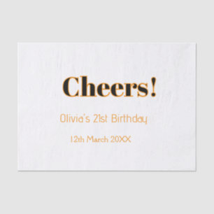 Papier Mousseline Joyeux 21e anniversaire nom date simple minimal