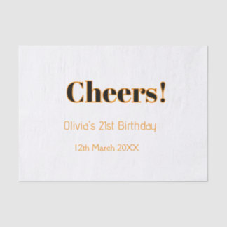 Papier Mousseline Joyeux 21e anniversaire nom date simple minimal 