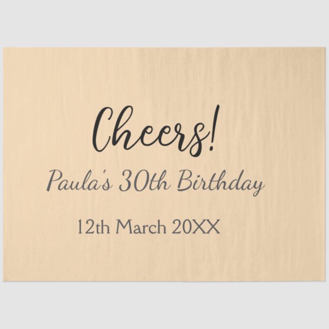 Papier Mousseline Joyeux 30e anniversaire ajouter nom date simple mi (Recto)