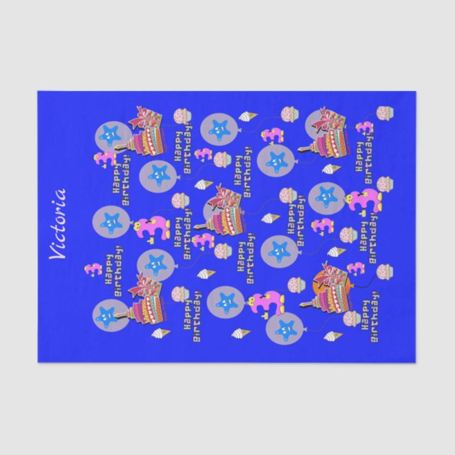 Papier Mousseline Joyeux 3e anniversaire Tissue Paper #3 (Recto)