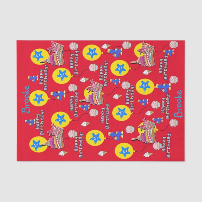 Papier Mousseline Joyeux 4e anniversaire Tissue Paper #4 Anniversair (Recto)