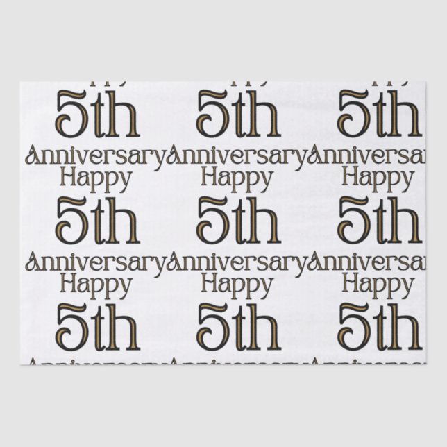 Papier Mousseline Joyeux 5e anniversaire (Recto)