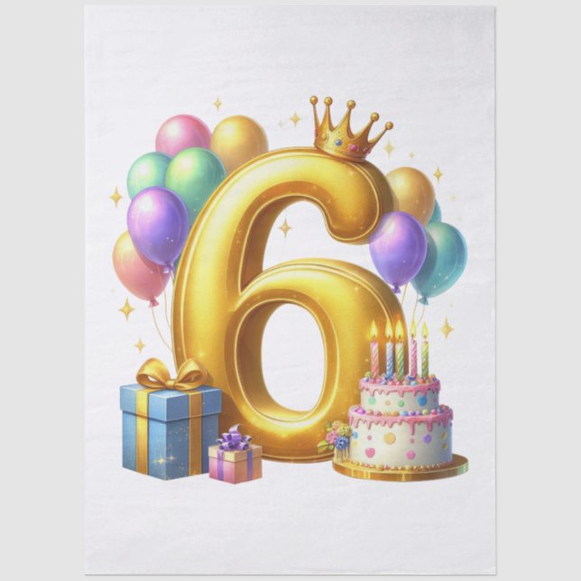 Papier Mousseline Joyeux 6ème Anniversaire (Recto)
