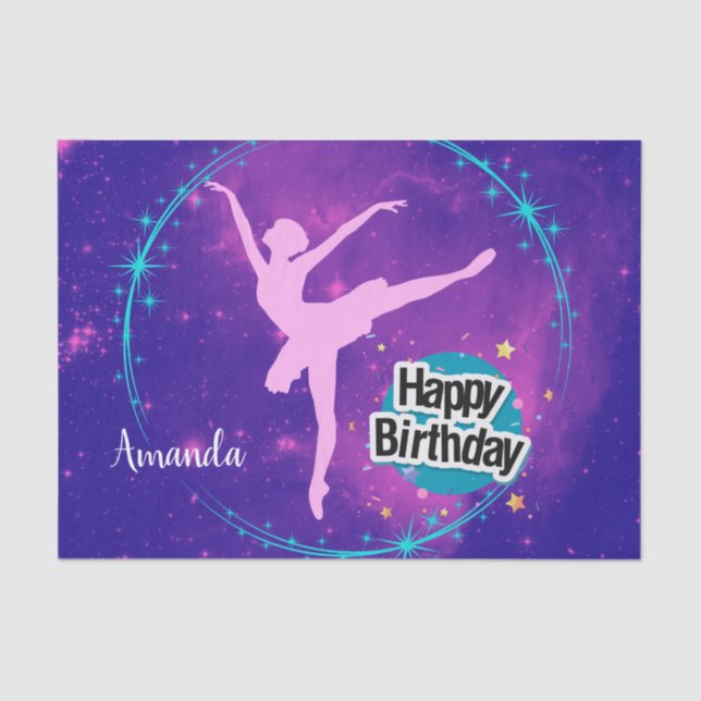 Papier Mousseline Joyeux anniversaire Ballerina Galaxy Personnalisé (Recto)