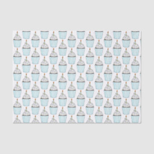 Papier Mousseline Joyeux Anniversaire Bleu Cupcake Sprinkles Frostin