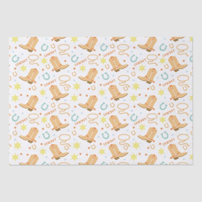 Papier Mousseline Joyeux Anniversaire Cowboy (Recto)