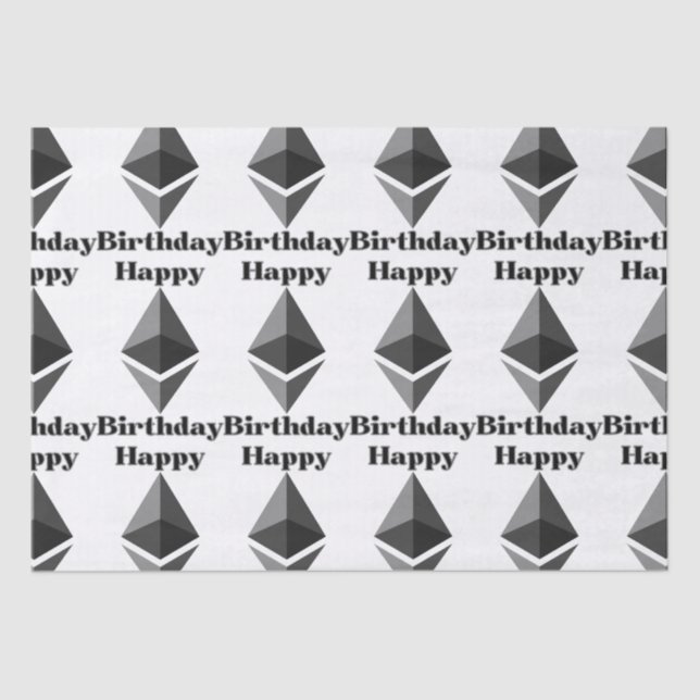 Papier Mousseline Joyeux Anniversaire Ethereum Icon Tissu Papier (Recto)