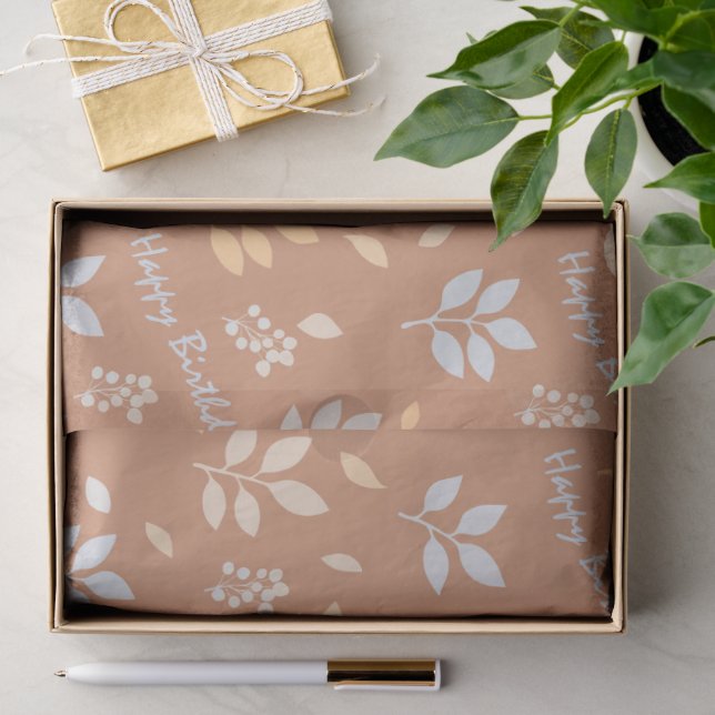 Papier Mousseline Joyeux Anniversaire Feuilles (Cadeau)