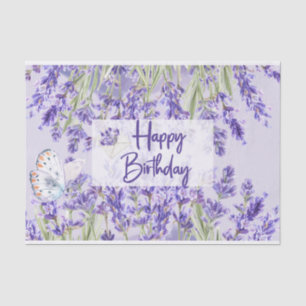 Papier Mousseline Joyeux Anniversaire Fleurs de Lavande Violette