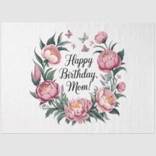 Papier Mousseline Joyeux anniversaire Maman Design Floral