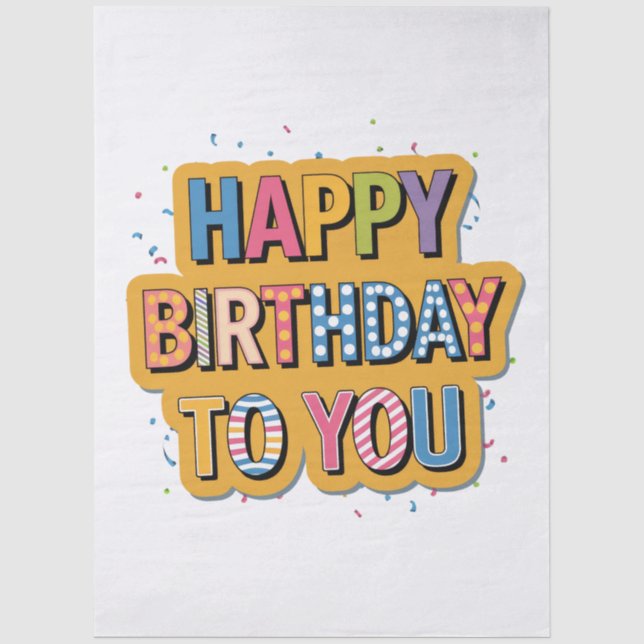 Papier Mousseline Joyeux Anniversaire Motif (Recto)