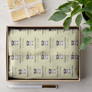 Papier Mousseline Joyeux anniversaire ourson panda mignon jaune