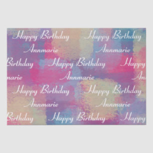 Papier Mousseline Joyeux Anniversaire Pastel Patchwork Tissu Papier