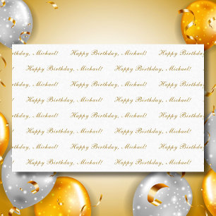 Papier Mousseline Joyeux Anniversaire Personnalisé Texte Élégant Bla