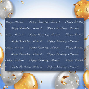 Papier Mousseline Joyeux Anniversaire Personnalisé Texte Élégant Ble
