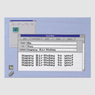 Papier Mousseline Joyeux Anniversaire Personnalisé Windows 95 Thème 