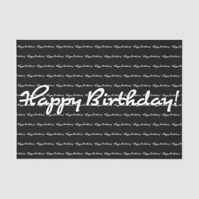 Papier Mousseline Joyeux anniversaire ! Script Décontracté blanc rép (Recto)