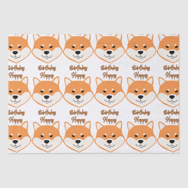 Papier Mousseline Joyeux Anniversaire Shiba Inu Tissue Papier origin (Recto)