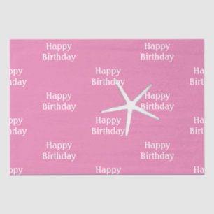 Papier Mousseline Joyeux Anniversaire Starfish Nautique rose mignonn