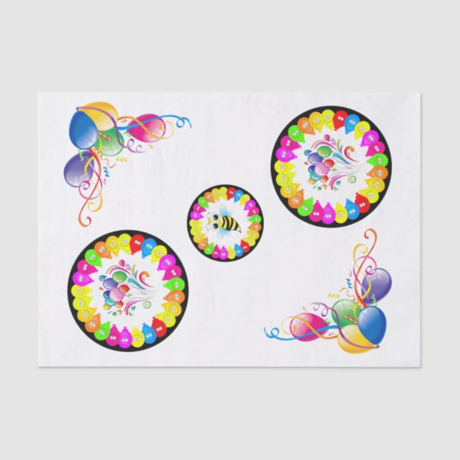 Papier Mousseline Joyeux Anniversaire Tissu Bumblebee (Recto)