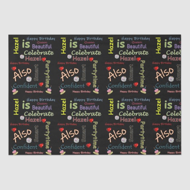 Papier Mousseline Joyeux Anniversaire Tissu Hazel (Recto)