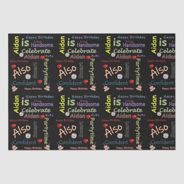 Papier Mousseline Joyeux Anniversaire Tissu Papier Aidan (Recto)