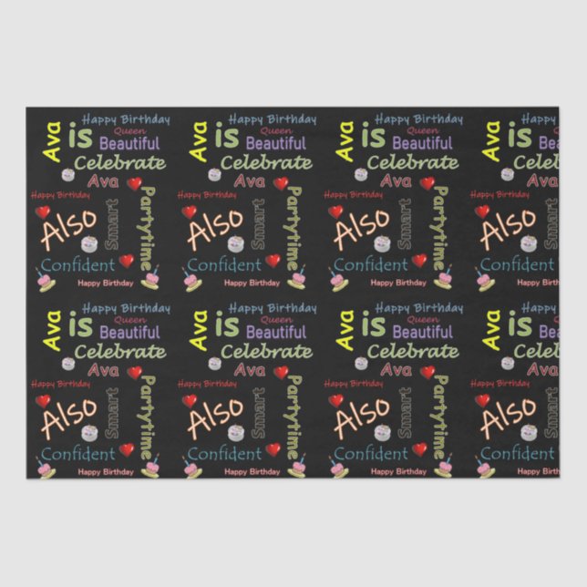 Papier Mousseline Joyeux Anniversaire Tissu Papier Ava (Recto)